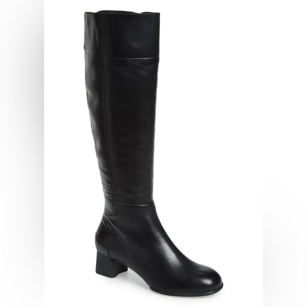 Camper Black Leather Knee-High Block Heel Boots